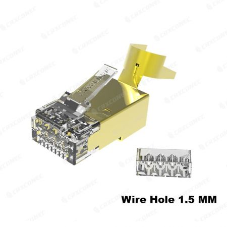 UL Listed Golden Cat6A STP RJ45 Connector With Tail Design 1.5MM - UL Listed Golden Cat.6A STP RJ45 Connector With Tail Design 1.5MM